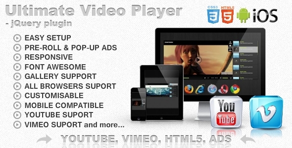Ultimate Video Player with YouTube Vimeo HTML5 Ads